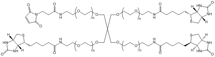 4-Arm PEG-(3Biotin-1MAL), MW 2,000