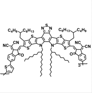 2-((Z)-2-((3,9-bis(2-butyloctyl)-10-(((Z)-1-(dicyanomethylene)-5-(5-methylthiophen-2-yl)-3-oxo-1,3-dihydro-2H-inden-2-ylidene)methyl)-12,13-bis(2-octyldodecyl)-12,13-dihydro-[1,2,5]thiadiazolo[3,4-e]thieno[2”,3”:4′,5′]thieno[2′,3′:4,5]pyrrolo[3,2-g]thieno[2′,3′:4,5]thieno[3,2-b]indol-2-yl)methylene)-5-methyl-3-oxo-2,3-dihydro-1H-inden-1-ylidene)malononitrile