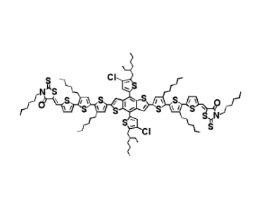 BTR-Cl or 5,5′- [[4,8-bis[5-(2-ethylhexyl)-4-chloro-2-thienyl]benzo[1,2-b:4,5-b’]dithiophene-2,6-diyl]bis[(3′,3”-dihexyl[2,2′:5′,2”-terthiophene]-5”,5-diyl)methylidyne ]]bis[3-hexyl-2-thioxo-4-thiazolidinone] | CAS 2410661-17-3