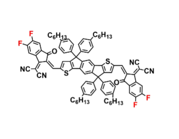 Propanedinitrile, 2,​2′-​[[4,​4,​9,​9-​tetrakis(4-​hexylphenyl)​-​4,​9-​dihydro-​s-​indaceno[1,​2-​b:5,​6-​b’]​dithiophene-​2,​7-​diyl]​bis[methylidyne(5,​6-​difluoro-​3-​oxo-​1H-​indene-​2,​1(3H)​-​diylidene)​]​]​bis- | CAS 2373324-10-6