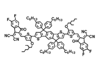 Propanedinitrile, 2,2′-[[4,4,9,9-tetrakis(4-hexylphenyl)-4,9-dihydro-s-indaceno[1,2-b:5,6-b’]dithiophene-2,7-diyl]bis[[4-[(2-ethylhexyl)oxy]-5,2-thiophenediyl]methylidyne(5,6-difluoro-3-oxo-1H-indene-2,1(3H)-diylidene)]]bis- | CAS 2089044-02-8