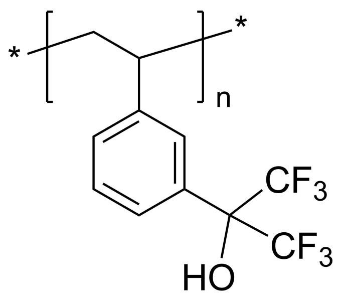 Poly(3-[hexafluoro-2-hydroxypropyl]-styrene), Mn 19,000, Mw/Mn 1.14