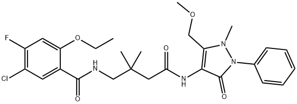 5-Chloro-N-[4-[[2,3-dihydro-5-(methoxymethyl)-1-methyl-3-oxo-2-phenyl-1H-pyrazol-4-yl]amino]-2,2-dimethyl-4-oxobutyl]-2-ethoxy-4-fluoro-benzamide | CAS 1805818-06-7