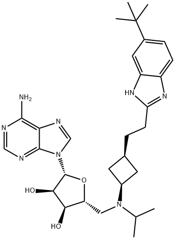 9-[5-Deoxy-5-[[cis-3-[2-[6-(1,1-dimethylethyl)-1H-benzimidazol-2-yl]ethyl]cyclobutyl](1-methylethyl)amino]-β-D-ribofuranosyl]-9H-purin-6-amine | CAS 1380288-87-8
