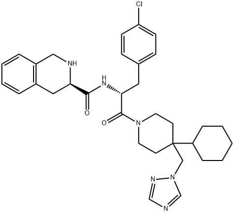 (3R)-N-[(1R)-1-[(4-Chlorophenyl)methyl]-2-[4-cyclohexyl-4-(1H-1,2,4-triazol-1-ylmethyl)-1-piperidinyl]-2-oxoethyl]-1,2,3,4-tetrahydro-3-isoquinolinecarboxamide | CAS 312637-48-2