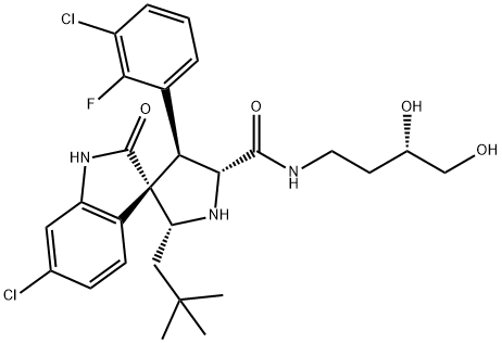 (2’R,3S,4’S,5’R)-6-Chloro-4′-(3-chloro-2-fluorophenyl)-N-[(3S)-3,4-dihydroxybutyl]-2′-(2,2-dimethylpropyl)-1,2-dihydro-2-oxospiro[3H-indole-3,3′-pyrrolidine]-5′-carboxamide | CAS 908027-40-7