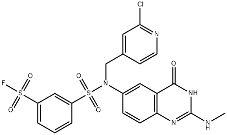 3-(N-((2-Chloropyridin-4-yl)methyl)-N-(2-(methylamino)-4-oxo-1,4-dihydroquinazolin-6-yl)sulfamoyl)benzene-1-sulfonyl Fluoride | CAS 2414373-81-0