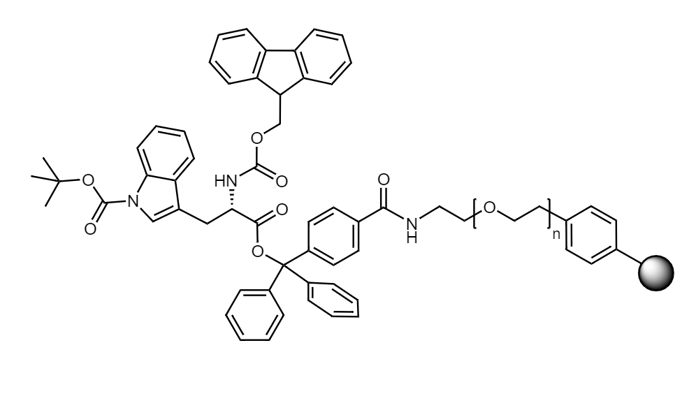 Fmoc-Trp(Boc) Low Crosslinked Polystyrene-PEG R TRT Resin, 90 µm, Capacity 0.1-0.22 mmol/g