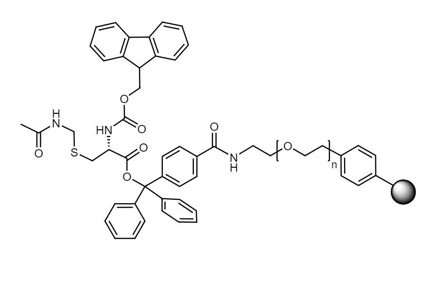 Fmoc-Cys(Acm) Low Crosslinked Polystyrene-PEG R TRT Resin, 90 µm, Capacity 0.1-0.22 mmol/g