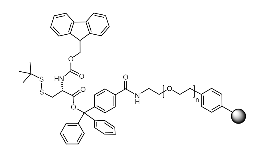 Fmoc-Cys(StBu) Low Crosslinked Polystyrene-PEG R TRT Resin, 90 µm, Capacity 0.1-0.22 mmol/g