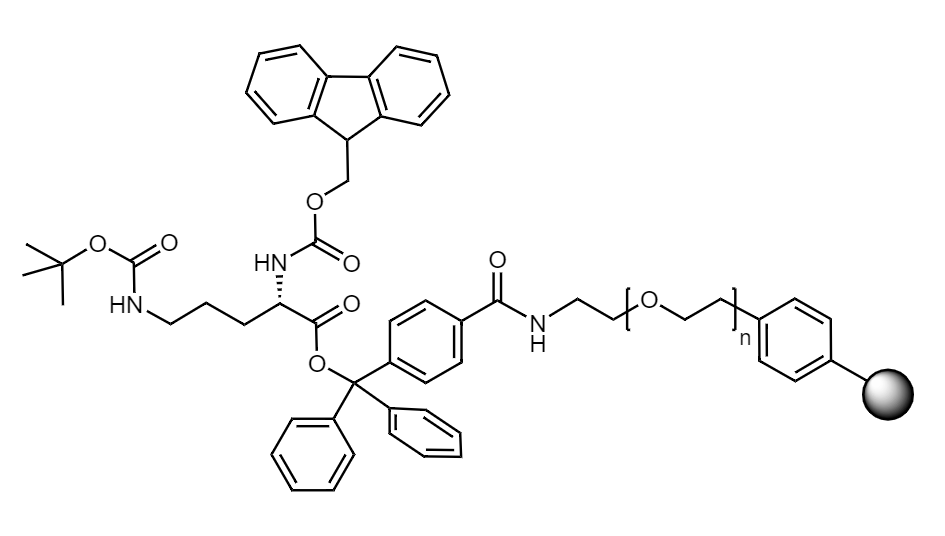 Fmoc-Orn(Boc) Low Crosslinked Polystyrene-PEG R TRT Resin, 90 µm, Capacity 0.1-0.22 mmol/g