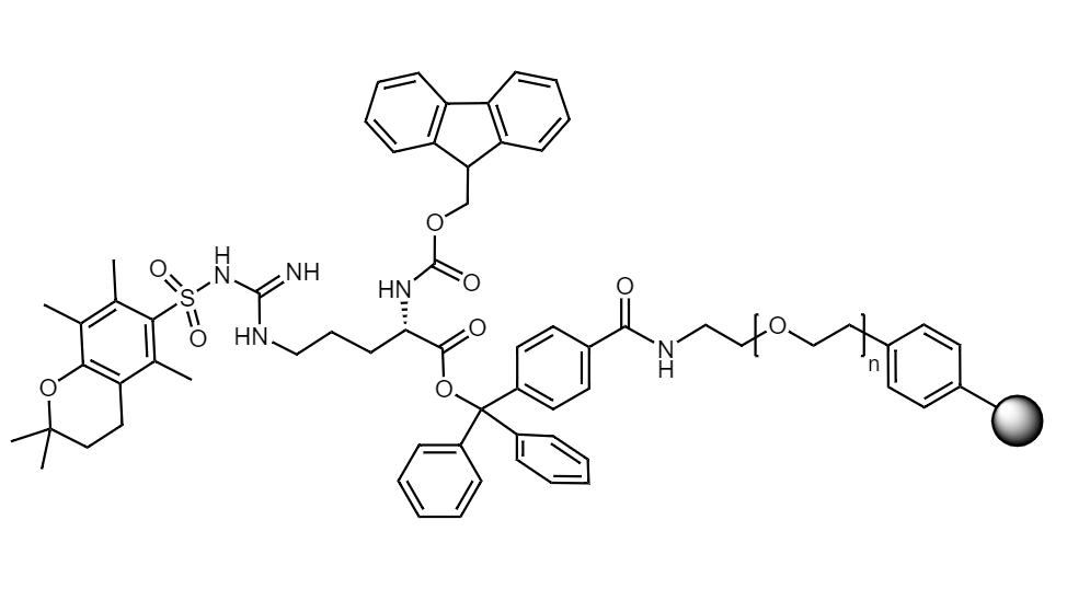 Fmoc-Arg(Pmc) Low Crosslinked Polystyrene-PEG R TRT Resin, 90 µm, Capacity 0.1-0.22 mmol/g