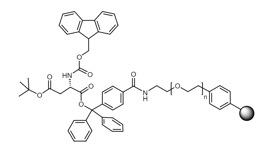 Fmoc-Asp(t-Bu) Low Crosslinked Polystyrene-PEG R TRT Resin, 90 µm, Capacity 0.1-0.22 mmol/g