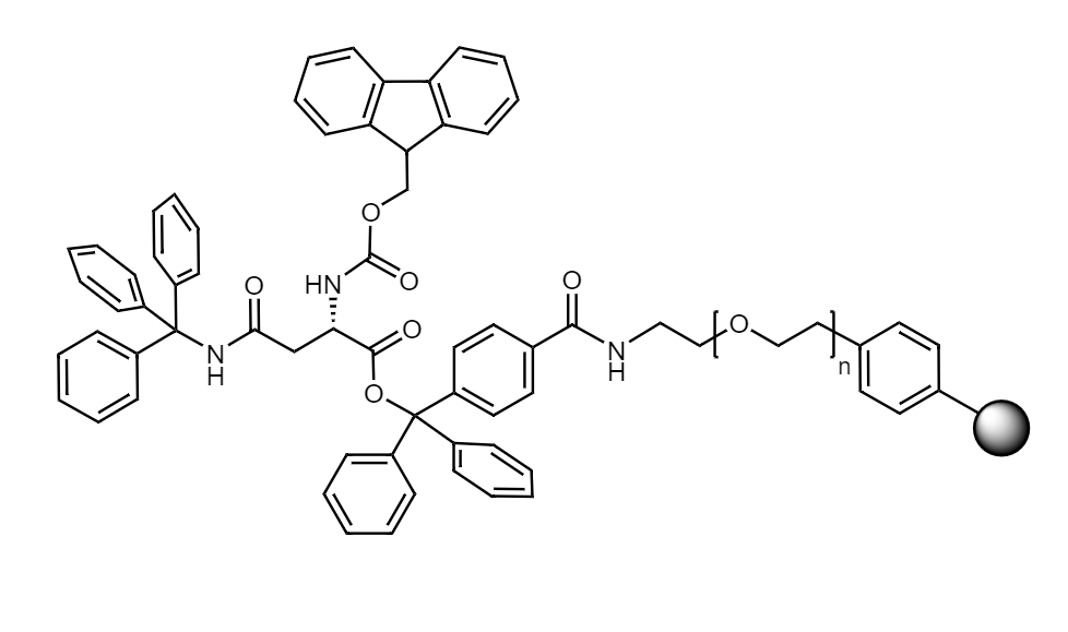 Fmoc-Asn(Trt) Low Crosslinked Polystyrene-PEG S TRT Resin, 90 µm, Capacity 0.15-0.25 mmol/g