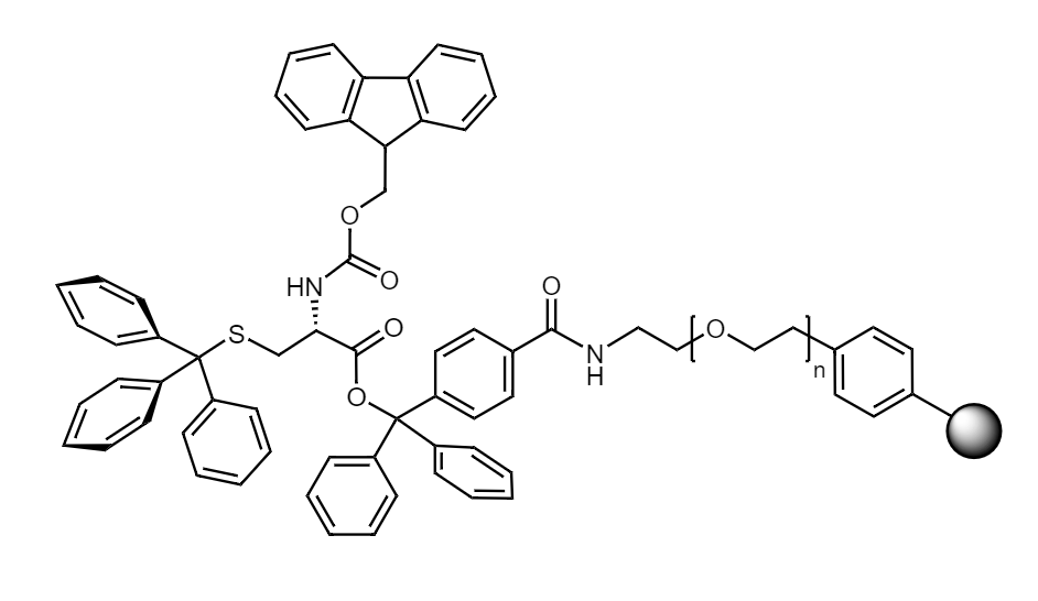 Fmoc-Cys(Trt) Low Crosslinked Polystyrene-PEG S TRT Resin, 90 µm, Capacity 0.15-0.25 mmol/g