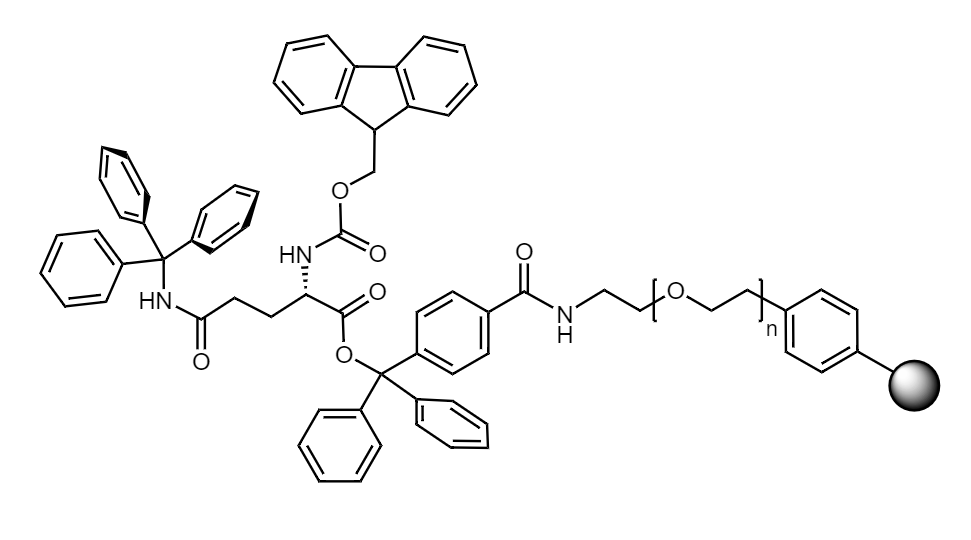 Fmoc-Gln(Trt) Low Crosslinked Polystyrene-PEG S TRT Resin, 90 µm, Capacity 0.15-0.25 mmol/g