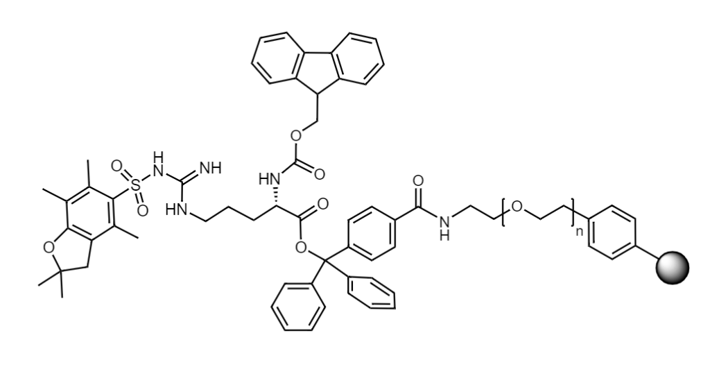 Fmoc-Arg(Pbf) Low Crosslinked Polystyrene-PEG S TRT Resin, 90 µm, Capacity 0.15-0.25 mmol/g