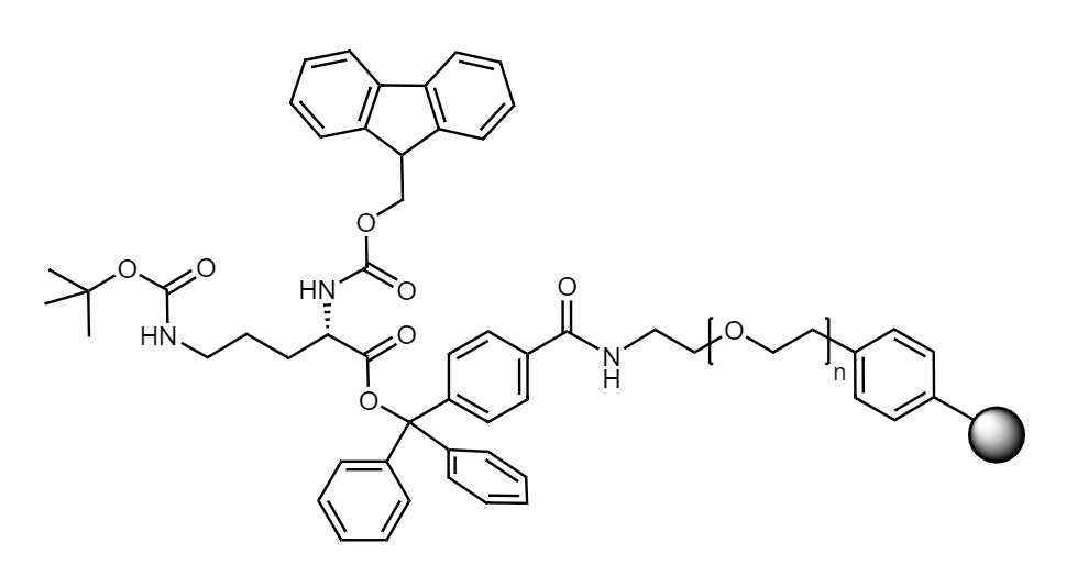 Fmoc-Orn(Boc) Low Crosslinked Polystyrene-PEG S TRT Resin, 90 µm, Capacity 0.15-0.25 mmol/g