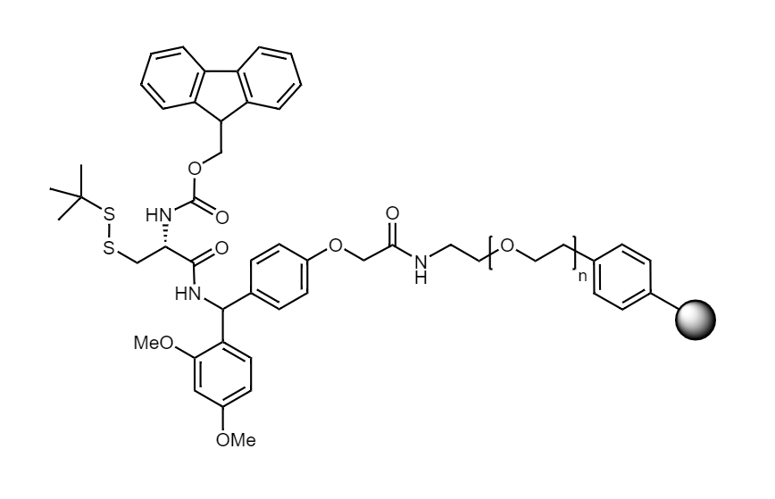 Fmoc-Cys(StBu) Low Crosslinked Polystyrene-PEG S RAM Resin, 90 µm, Capacity 0.16-0.26 mmol/g