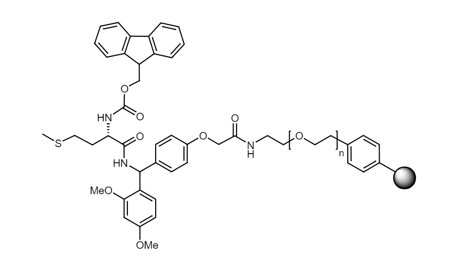 Fmoc-Met Low Crosslinked Polystyrene-PEG S RAM Resin, 90 µm, Capacity 0.16-0.26 mmol/g