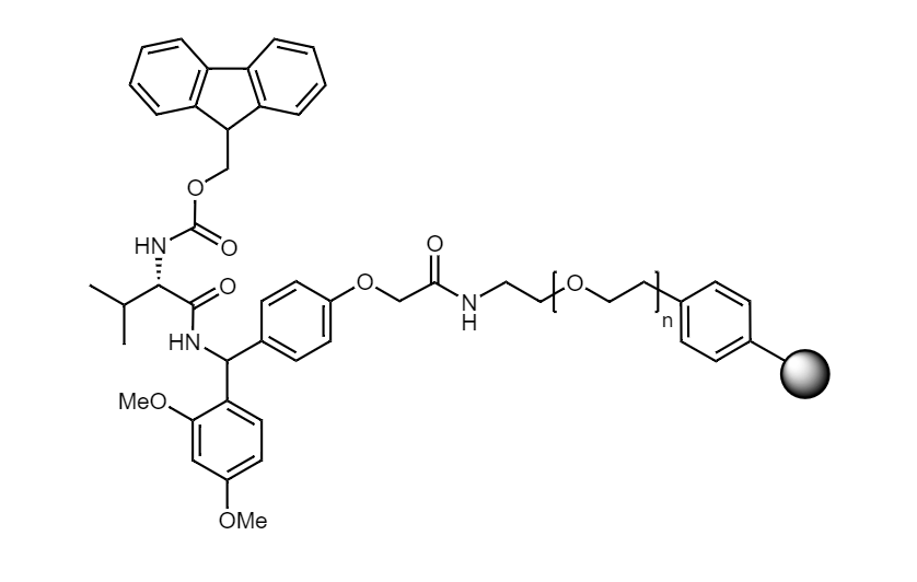 Fmoc-Val Low Crosslinked Polystyrene-PEG S RAM Resin, 90 µm, Capacity 0.16-0.26 mmol/g