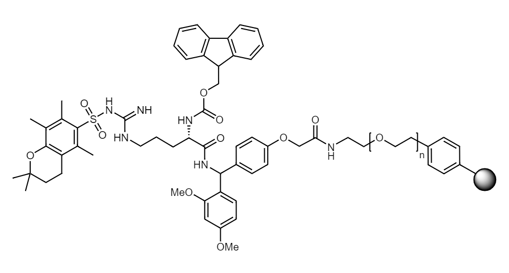 Fmoc-Arg(Pmc) Low Crosslinked Polystyrene-PEG S RAM Resin, 90 µm, Capacity 0.16-0.26 mmol/g
