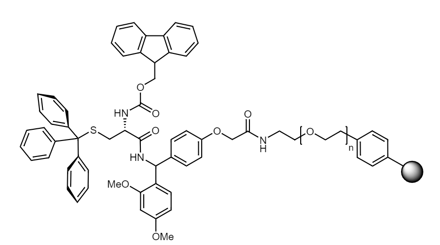 Fmoc-Cys(Trt) Low Crosslinked Polystyrene-PEG S RAM Resin, 90 µm, Capacity 0.16-0.26 mmol/g