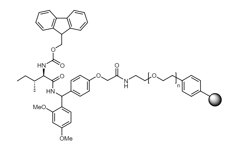 Fmoc-D-Ile Low Crosslinked Polystyrene-PEG S RAM Resin, 90 µm, Capacity 0.16-0.26 mmol/g