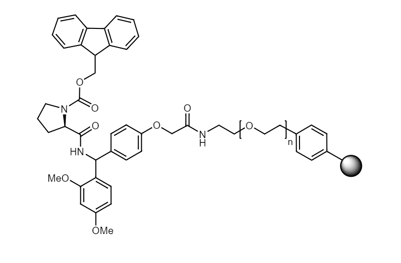 Fmoc-D-Pro Low Crosslinked Polystyrene-PEG S RAM Resin, 90 µm, Capacity 0.16-0.26 mmol/g