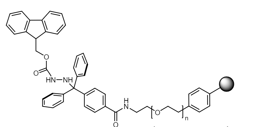 Fmoc-hydrazino Low Crosslinked Polystyrene-PEG TRT Resin, 90 µm, Capacity 0.1-0.25 mmol/g