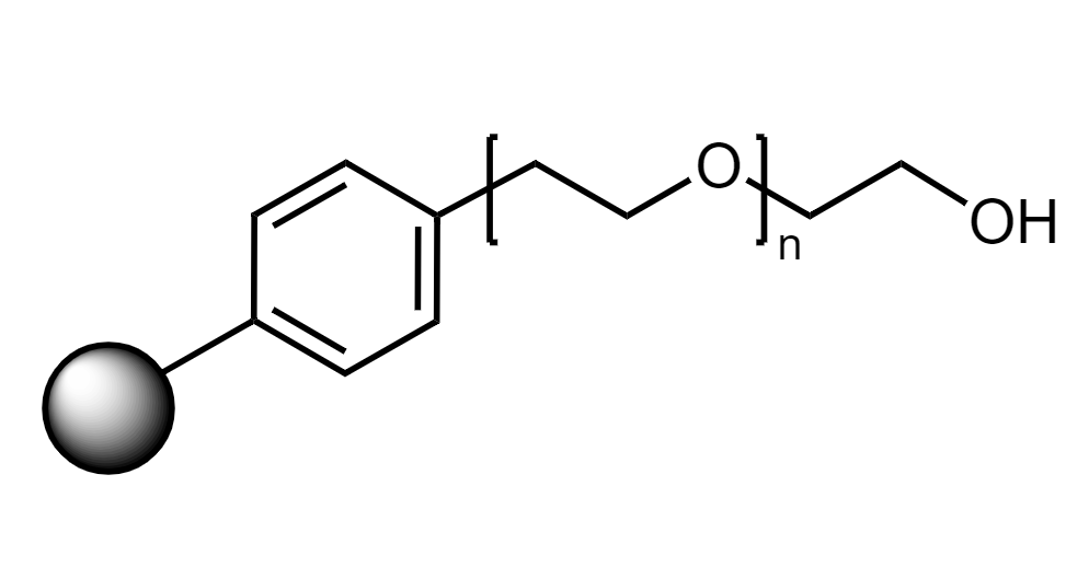 Low Crosslinked Polystyrene-PEG M OH, 30 µm, narrow particle size distribution, Capacity 0.15-0.35 mmol/g