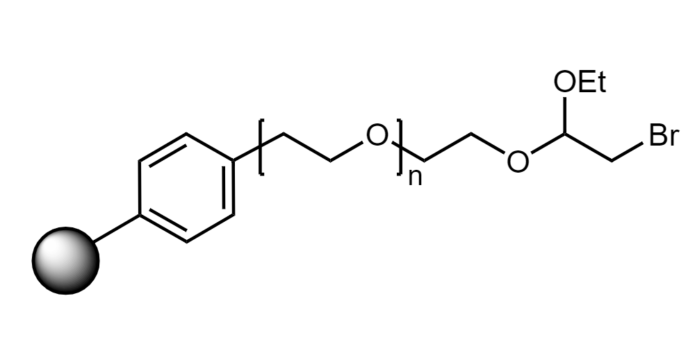 Low Crosslinked Polystyrene-PEG HL Bromo Acetal, 110 µm, Capacity 0.3-0.6 mmol/g