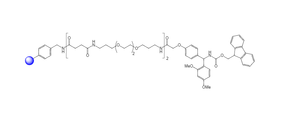 Fmoc-Rink Amide PEG Aminomethyl-Polystyrene Resin, 100-200 Mesh, Loading ></noscript> 0.3 mmol/g, 1% DVB