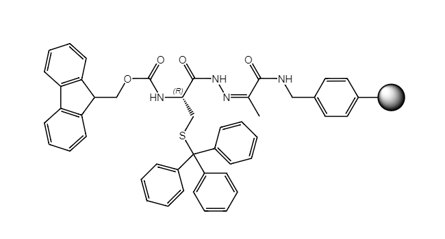 Fmoc-L-Cys(Trt)-NHN=Pyv Resin, 100-200 Mesh, Loading ></noscript> 0.3 mmol/g, 1% DVB