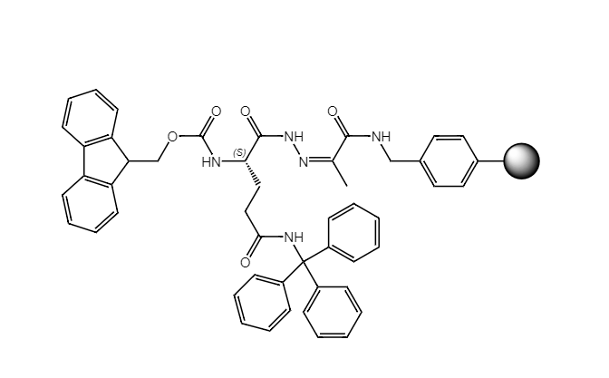 Fmoc-L-Gln(Trt)-NHN=Pyv Resin, 100-200 Mesh, Loading ></noscript> 0.3 mmol/g, 1% DVB