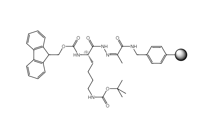 Fmoc-L-Lys(Boc)-NHN=Pyv Resin, 100-200 Mesh, Loading ></noscript> 0.3 mmol/g, 1% DVB