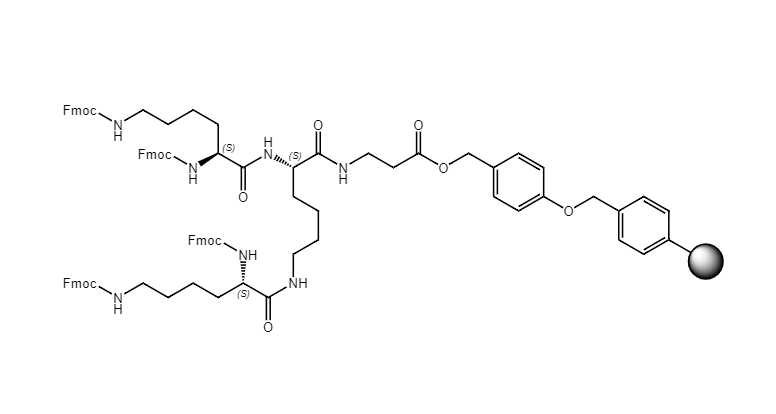 (Fmoc)4-Lys2-Lys-Beta-Ala-Wang Polystyrene Resin, 100-200 Mesh, Loading 0.25-0.6 mmol/g, 1% DVB